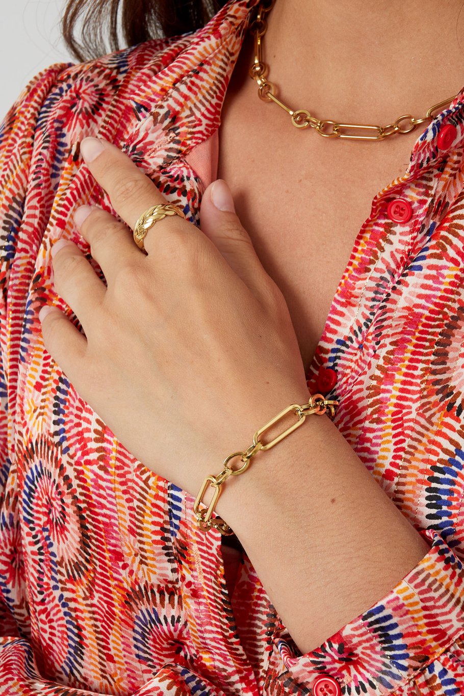 Bracciale maglie spesse - Colore argento Immagine2
